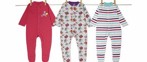 Bhs Baby Girls 3 Pack Long Sleeved Printed