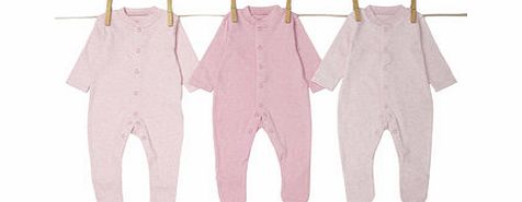 Baby Girls Essential 3 Pack Long Sleeved Pink
