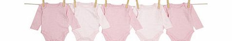 Baby Girls Essential 5 Pack Long Sleeved Pink