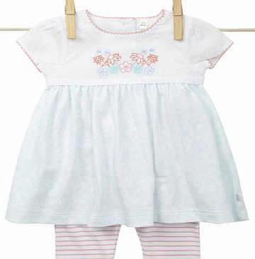 Bhs Baby Girls Flroal Dress and Striped Legging Set,
