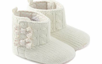 Baby Girls Ivory Knitted Padder Boots, ivory