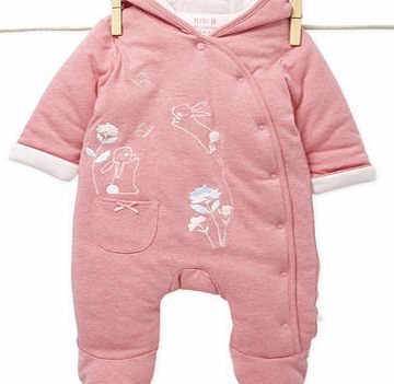Bhs Baby Girls Pink Wadded Jersey Pramsuit, mid pink
