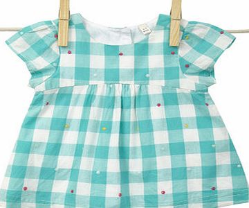 Bhs Baby Girls Turquoise Checked Smock Top, jade