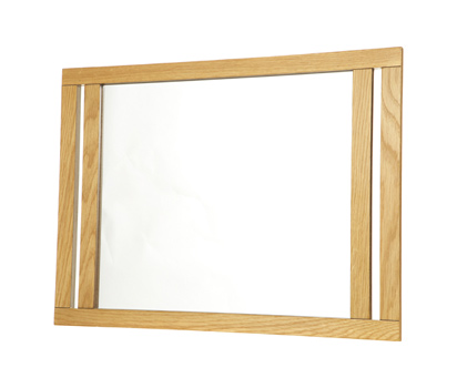 Bathroom wall mirror with oak frame