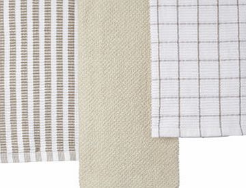Bhs Beige Essentials checked and striped ribbed set