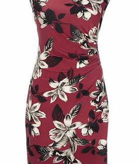 Bhs Berry Floral Print Ruche Dress, berry 12032590961