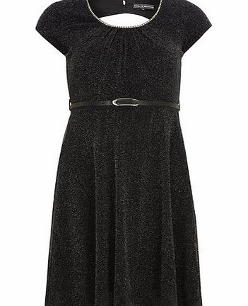 Bhs Billie Black Label Charcoal Mesh Glitter Dress,