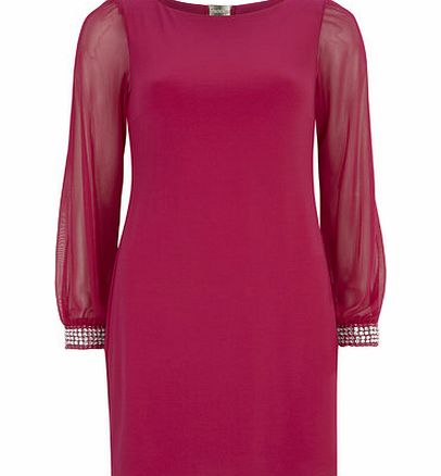 Bhs Billie Black Label Pink Gem Trim Sleeved Dress,