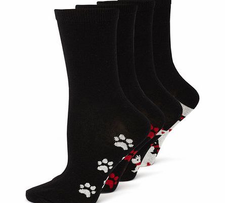 Black 4 Pack of Scotty Pattern Sole Ankle High