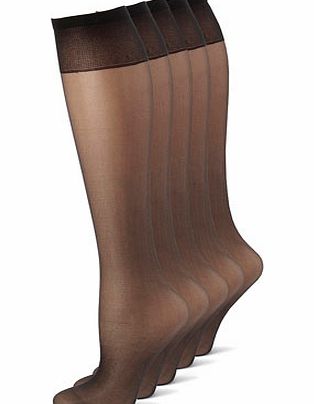 Bhs Black 5 Pack Nylon Knee Highs, black 3002978513