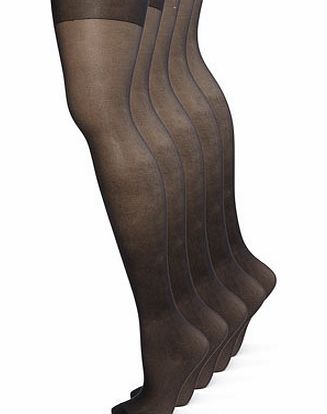 Bhs Black 5 Pairs Of 15 Denier Nylon Tights, black