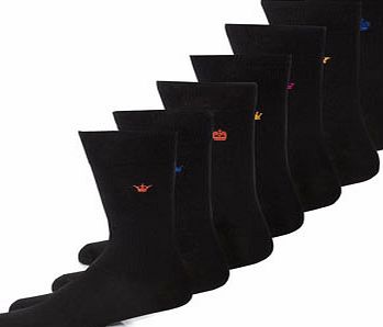 Bhs Black 7 Pack Embroidered Fresher Feet Socks,