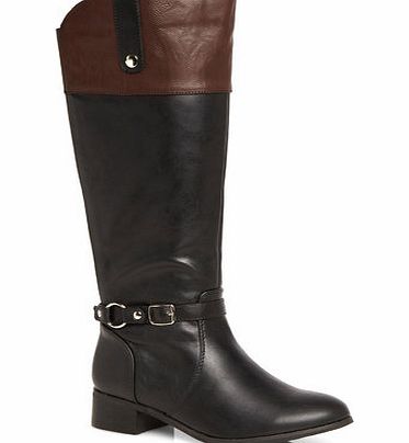 Bhs Black and Brown Contrast Extra Wide Boots, black
