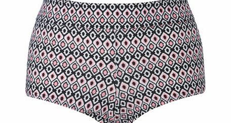 Bhs Black And Coral Tribal Diamond Swim Short,