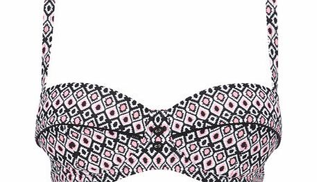 Bhs Black And Coral Tribal Diamond Underwired Bikini