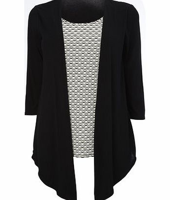 Bhs Black And Ivory Textured 2 in 1 Cardigan,