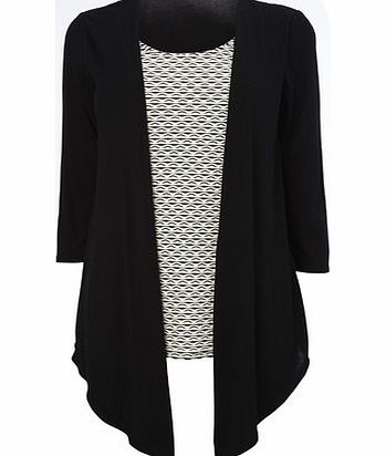 Bhs Black And Ivory Textured 2 in 1 Cardigan,