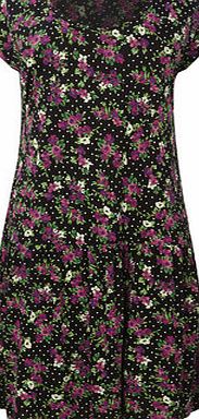 Bhs Black And Magenta Great Value Floral Spot Drop