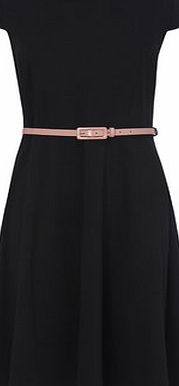 Bhs Black and Pink Belted Bardot Fit and Flare