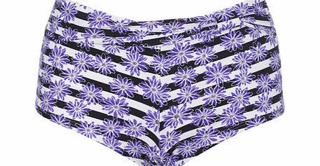 Bhs Black And Purple Great Value Floral Stripe Swim
