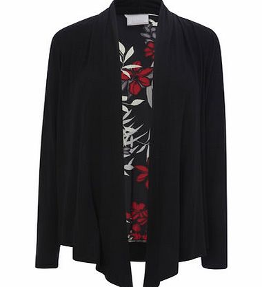 Bhs Black and Red Floral Print Satin Back Cardi,