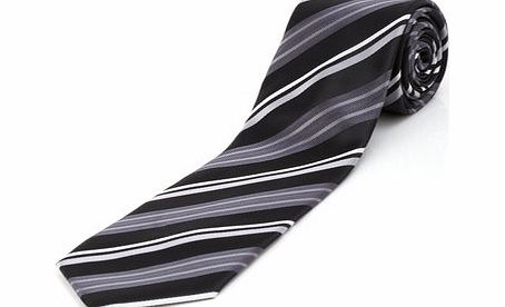 Bhs Black and Silver Stripe Tie, Black BR66D01EBLK