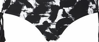 Bhs Black And White Brushstroke Print Bikini Bottom,