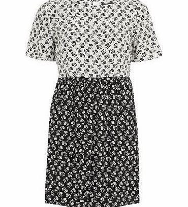 Bhs Black and White Floral Smock Dress, multi
