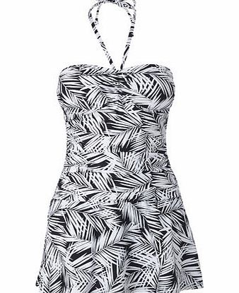Bhs Black And White Palm Print Swimdress,
