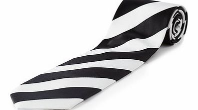 Bhs Black and White Striped Tie, Black BR66F01EBLK