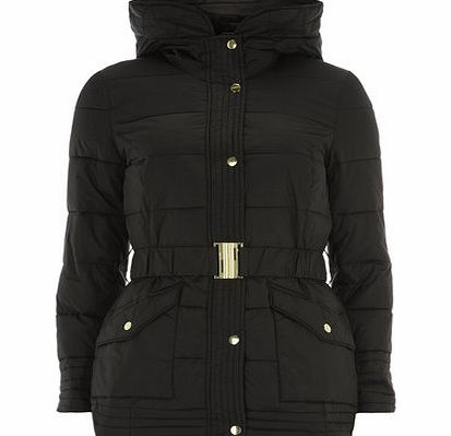 Bhs Black Belted Padded Jacket, black 19127898513