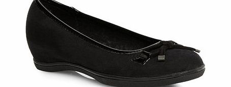 Bhs Black Bow Casual Wedge Extra Wide Shoes, black