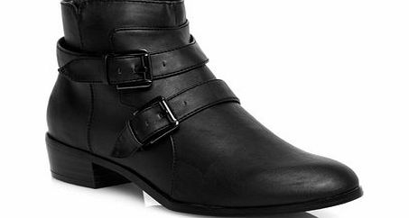 Bhs Black Buckle Strap Ankle Extra Wide Boot, black