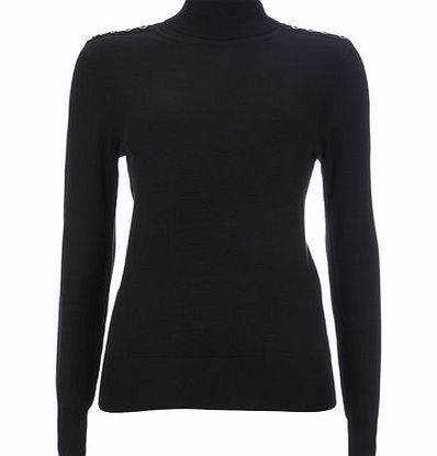 Bhs Black Button Detail Polo Neck, black 12032938513