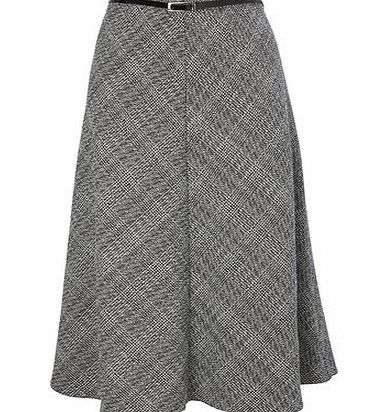 Bhs Black Check Belted Waist Skirt, black 18920070137