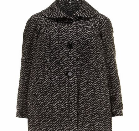 Bhs Black Chevron Swing Coat, black 12612838513