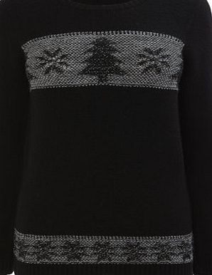 Bhs Black Christmas Tree Jumper, black 588040137
