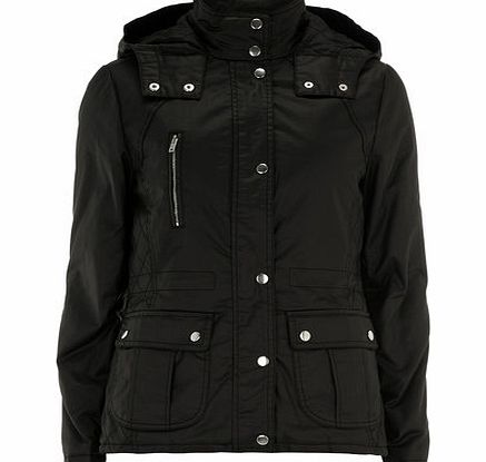 Bhs Black Coated Quilt Hood Jacket, black 19123978513