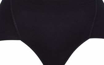 Bhs Black Cotton High Leg Shaping Brief, black