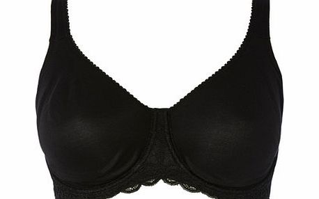 Bhs Black Cotton Moulded Lace Wing DD-G Underwired