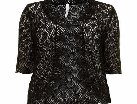 Bhs Black Crochet Shrug, black 12611908513