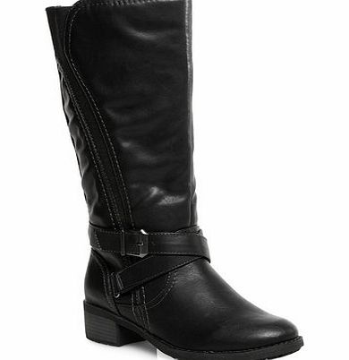 Bhs Black Curve Elastic Long Extra Wide Boots, black