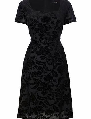 Bhs Black Devore Detail Floral Dress, black
