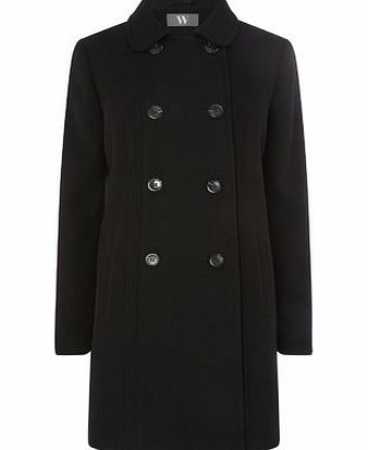 Bhs Black Double Breasted Peterpan Collar Aline