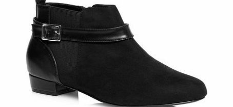 Bhs Black Fabric Mix Low Heel Ankle Extra Wide