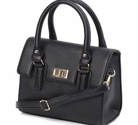 Bhs Black Flap Over Barrel Bag, black 3126608513
