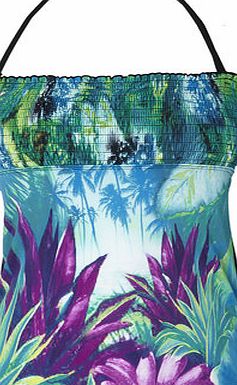 Bhs Black Floral Jungle Placement Print Smocked