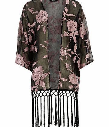 Bhs Black Floral Print Kimono, pink 19125830528