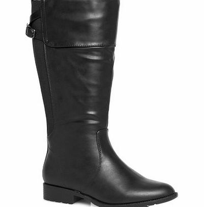 Bhs Black Fold Over Extra Wide Riding Boots, black