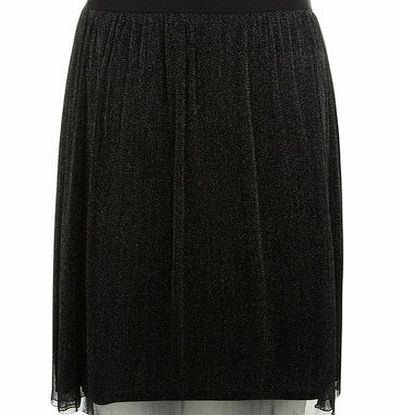 Bhs Black Glitter Mesh Midi Skirt, black 12612298513